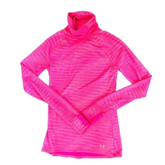 Under Armour Long Sleeve Hot Pink Turtle Neck Fitted Athletic Shirt Size Medium - Picture 1 of 14